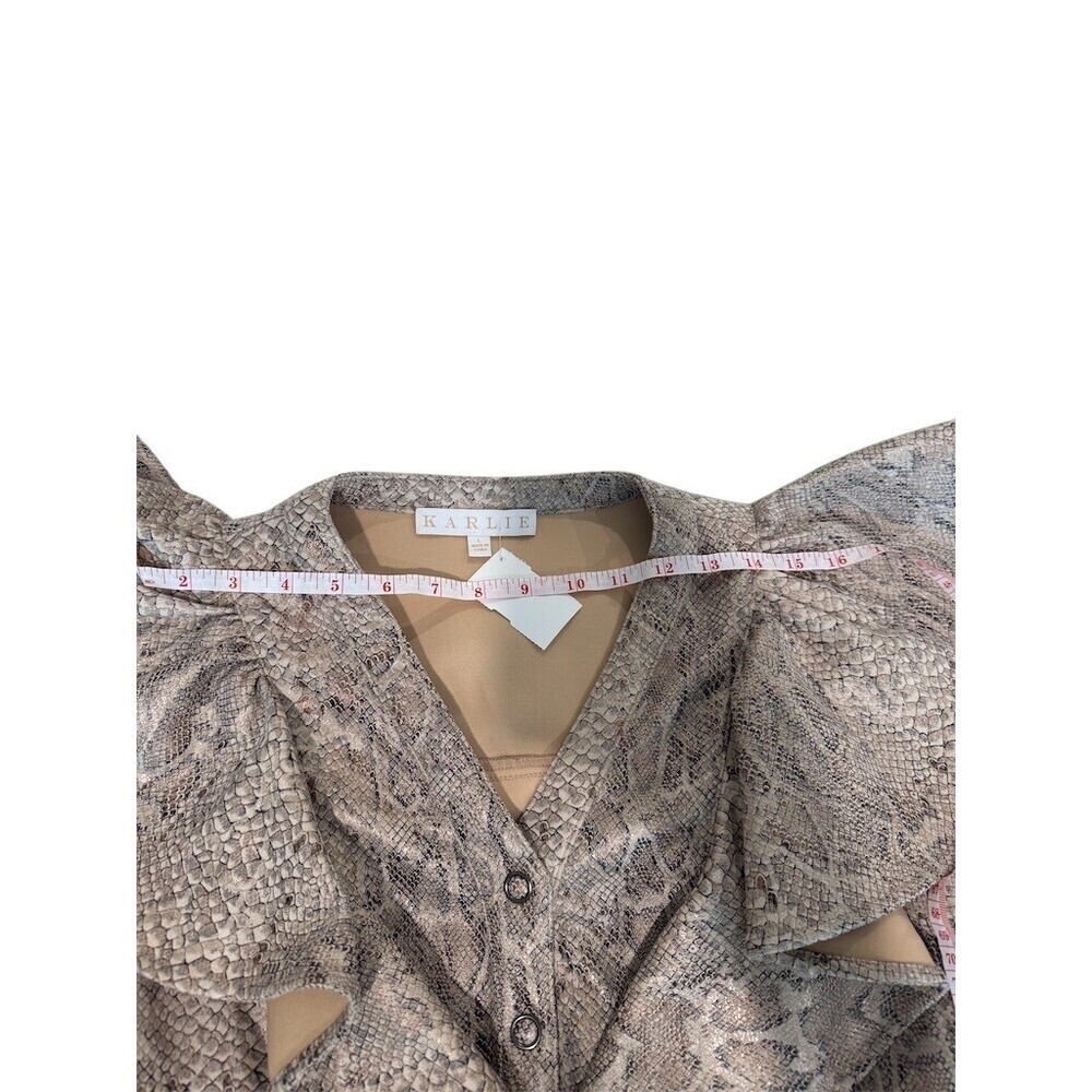 Karlie Dress Womens Size L Gray Ruffle Python Snake Print - Picture 5 of 10